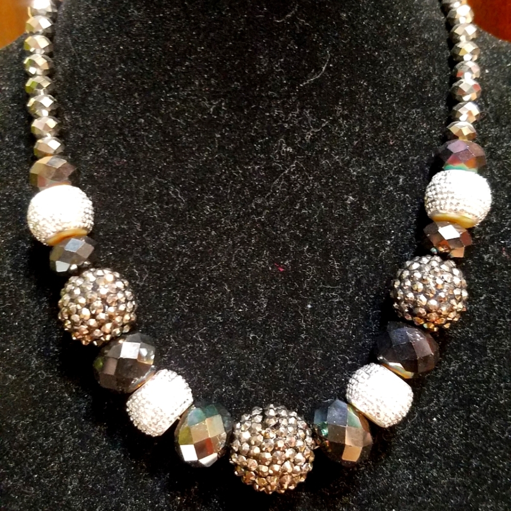 Black and Silver Beaded Necklace